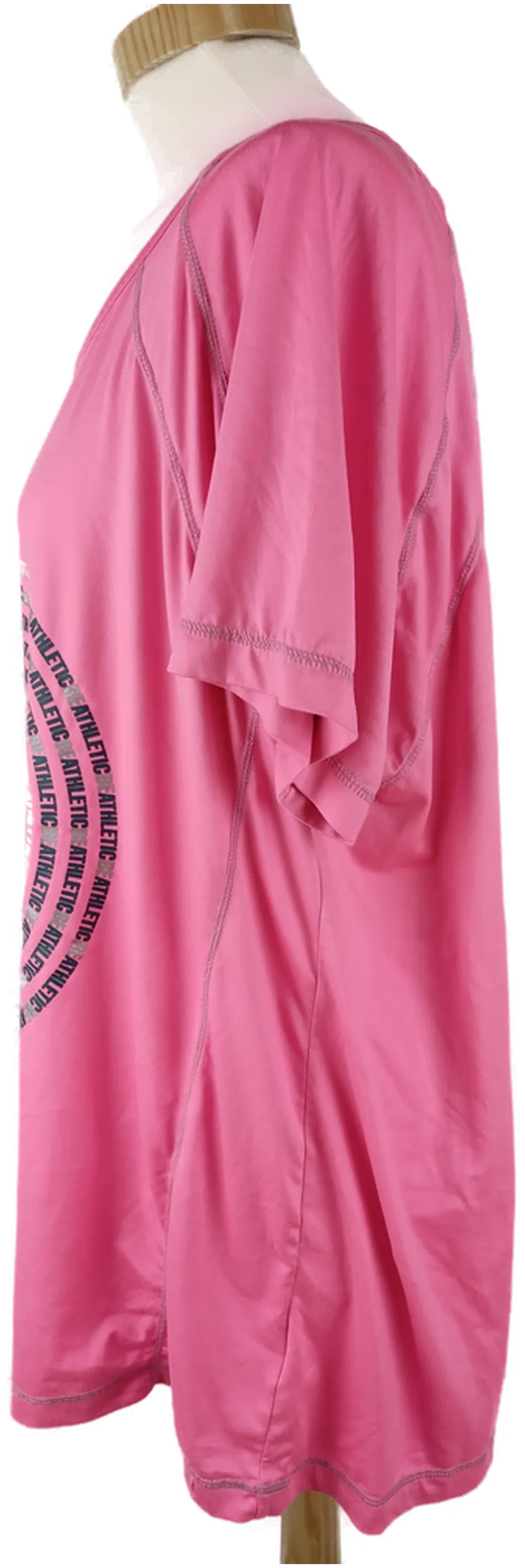 T-Shirt "Ergee", kurzarm mit Rundhalsausschnitt, neonrosa mit Aufdruck, Größe 46 – Bild 2