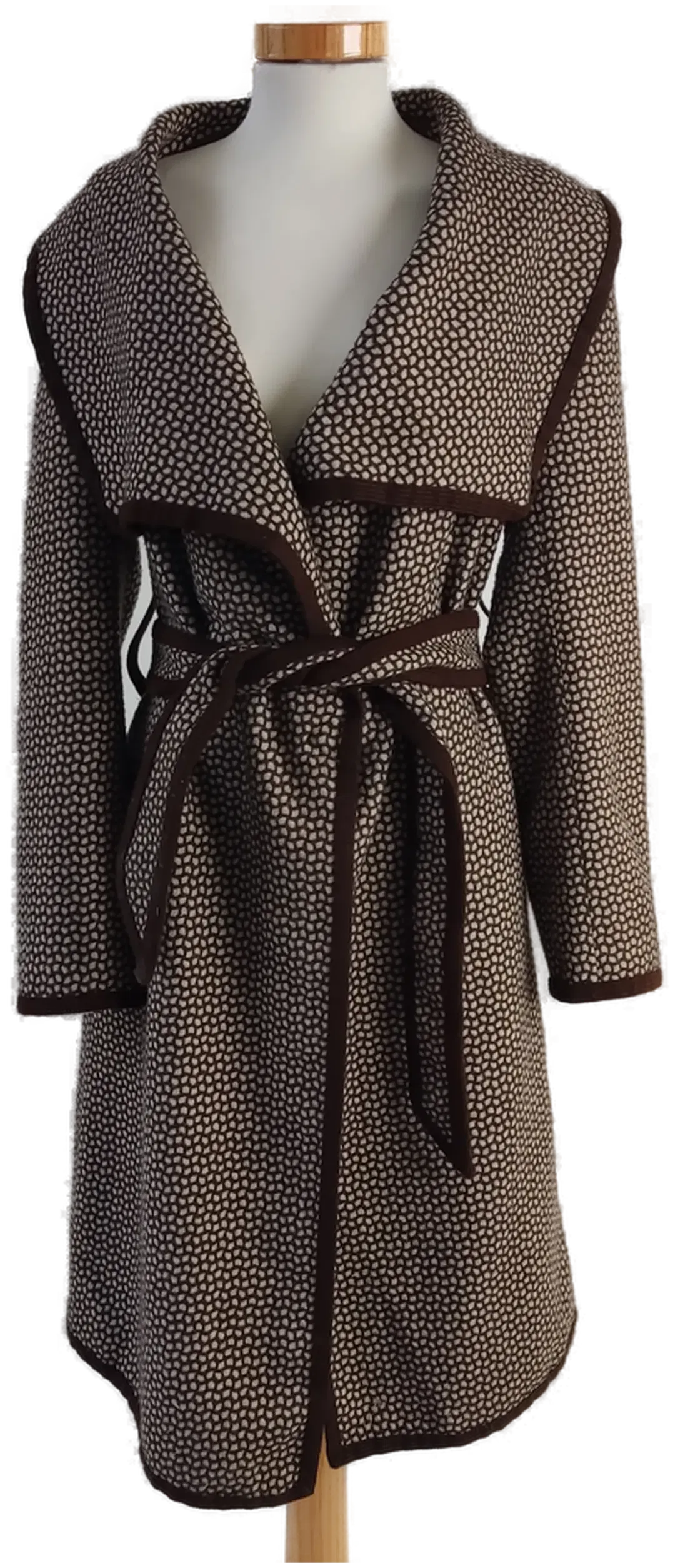 Braunweiß Gemusterter Wollmisch Damenmantel - 4//40 - Bild 1