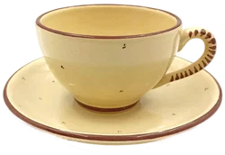 Gollhammer Keramik creme/braun - Kaffeetassen mit Untertassen Set 6-teilig - Bild 2