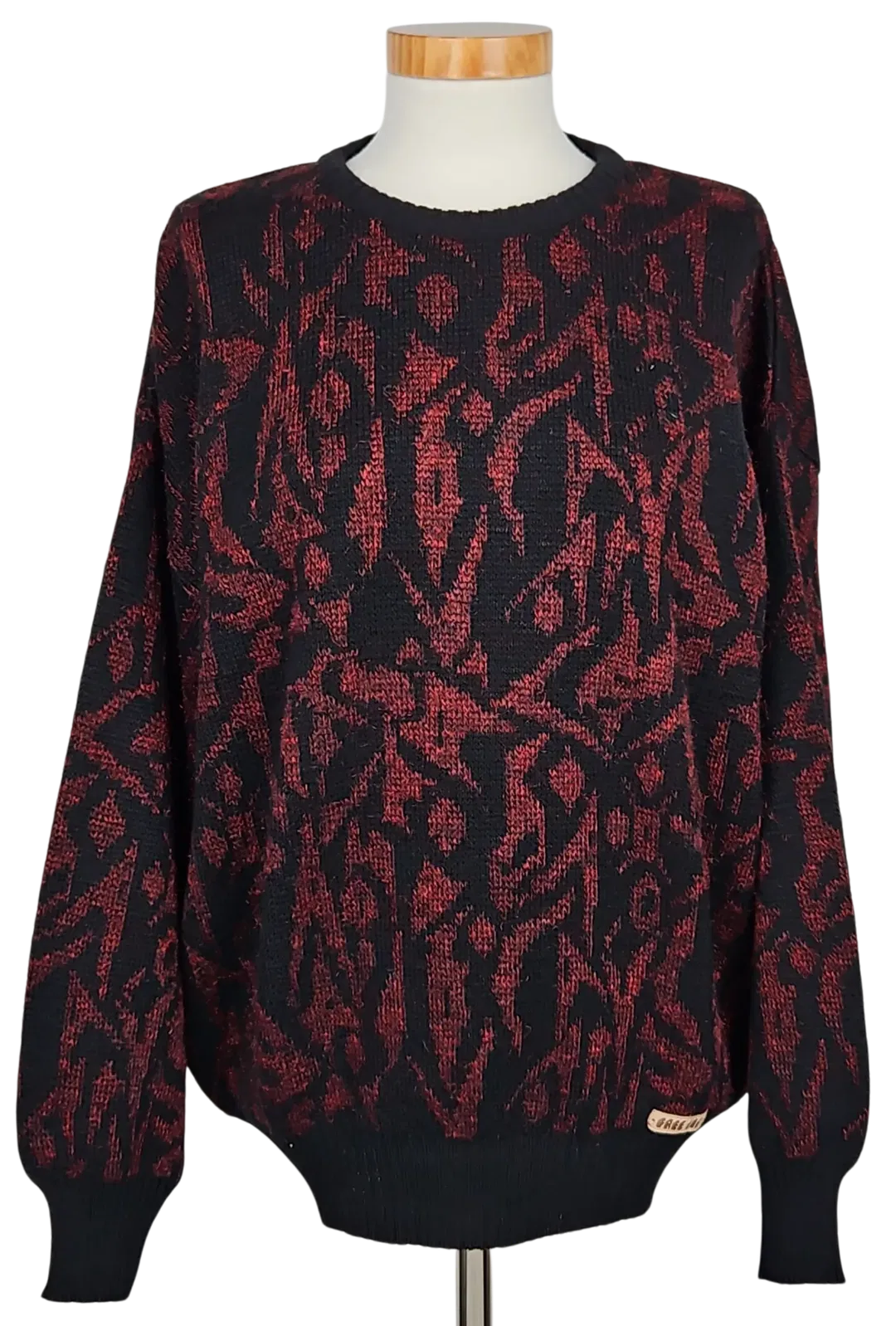FREE LIFE Vintage Damen Pullover, schwarz/rot - Gr. XL  - Bild 4