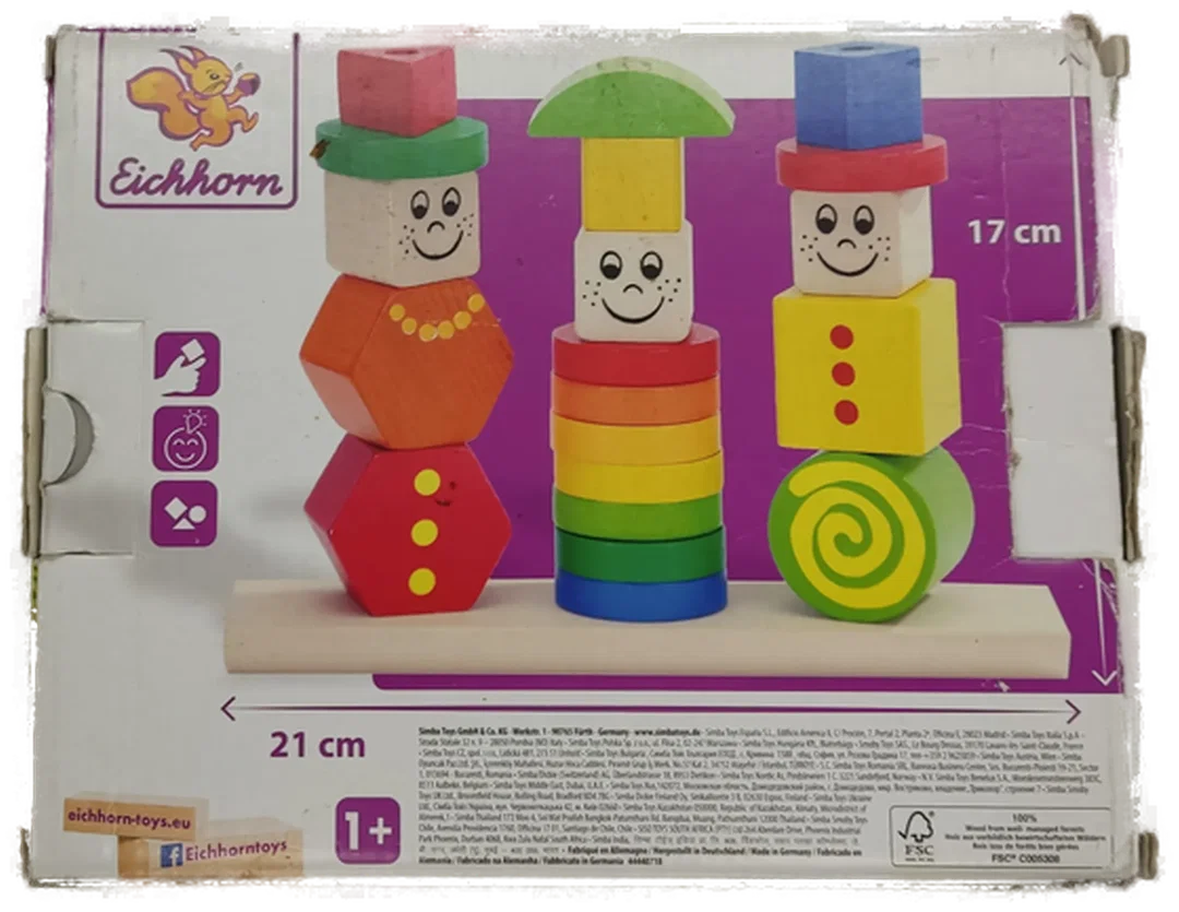 Eichhorn Holz Figuren Steckpuzzle, 20-teilig - 3 Stecksäulen – Bild 3