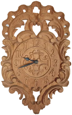 Junghans Holzwanduhr, Handgeschnitzt, ohne Batterie | Landhaus-Charme