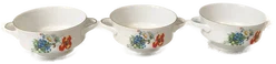 Waldsassen Bavaria, 3 Suppentassen mit Goldrand, Vintage
