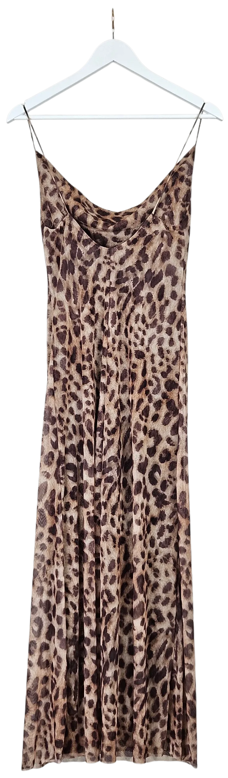 ZARA Damen Maxikleid mit Animal Print, braun - Gr. M - Bild 4