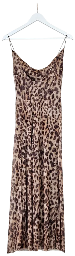 ZARA Damen Maxikleid mit Animal Print, braun - Gr. M - Bild 1