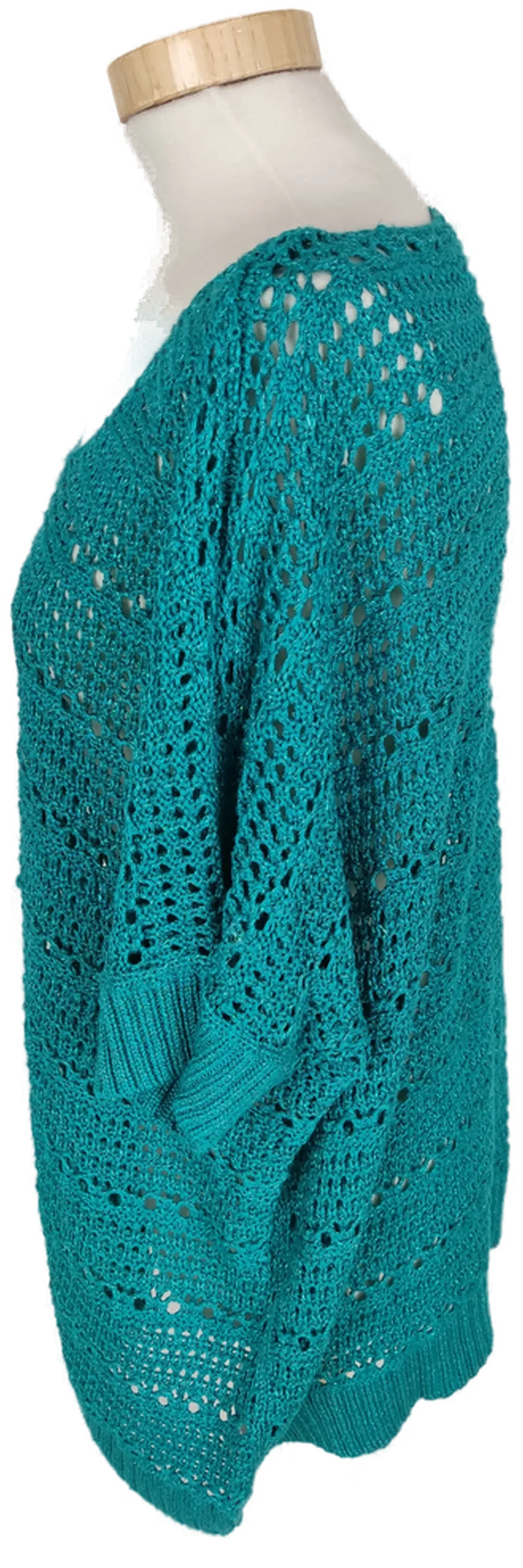 Pullover "Yessica", kurzarm mit Rundhalsausschnitt, grün, gestrickt, Größe XL – Bild 3