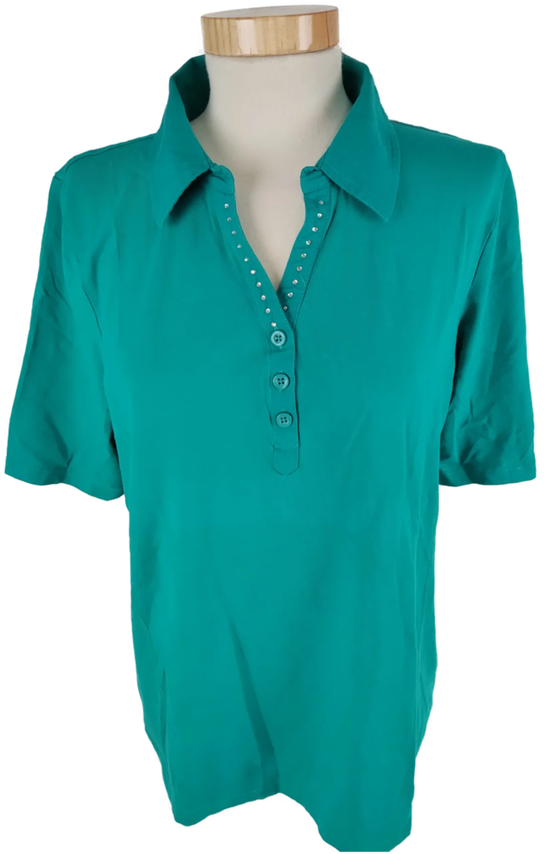 T-Shirt "Bonita", kurzarm mit Kragen, türkis, Größe XL – Bild 1