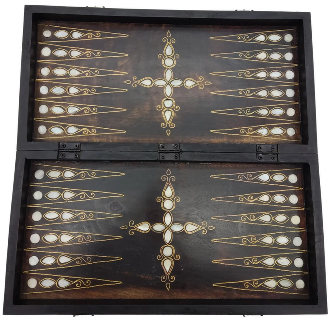 Backgammon Sonstige Messing/Perlmutt (1 Stein fehlt) | Vintage-Charme – Bild 6