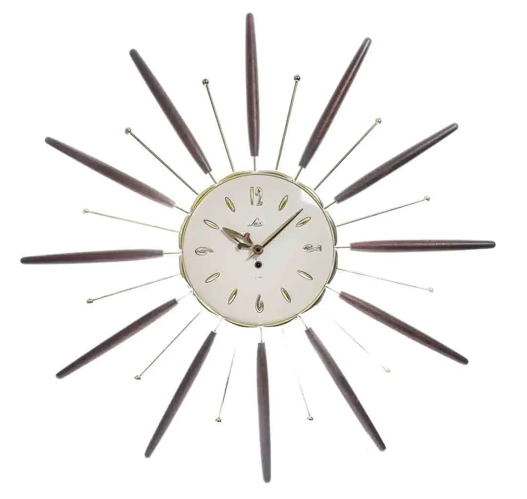 Lux Sunburst Wanduhr mechanisch, Mid Century, Ø ca. 70 cm - Bild 1