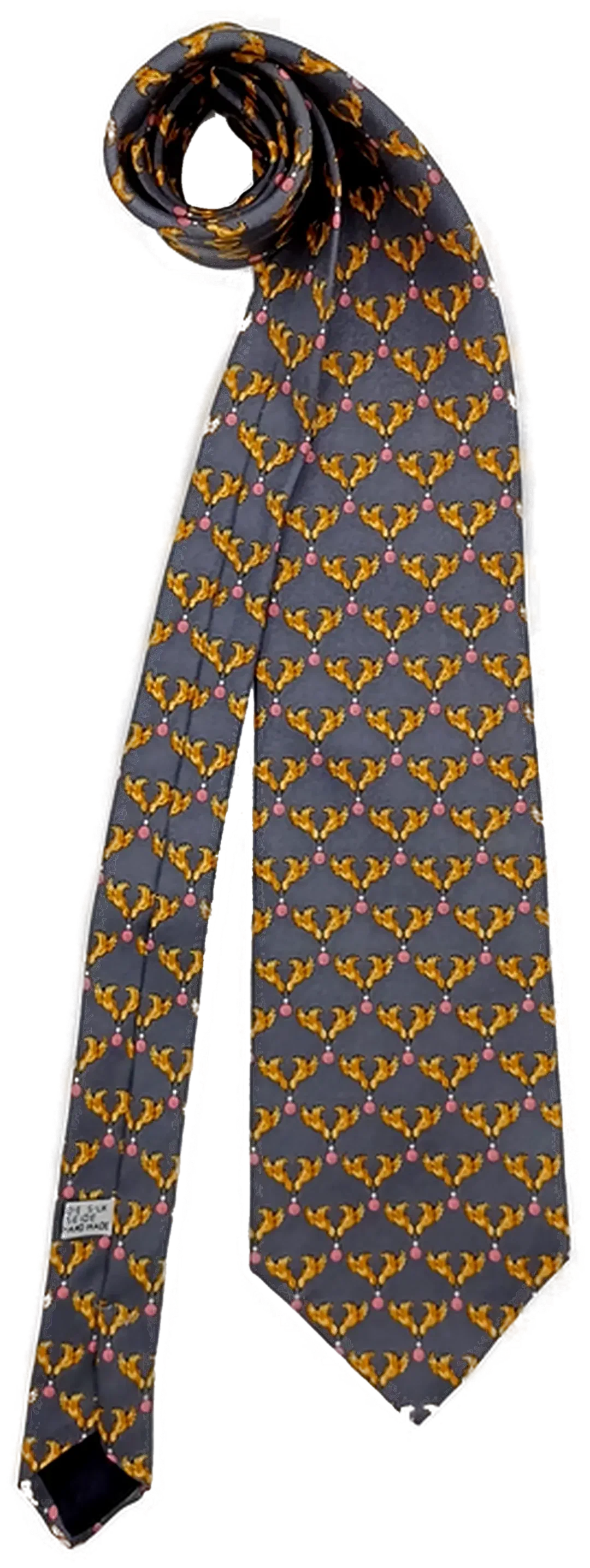 Dior Herren Vintage Krawatte grau mit Vogelmotiv - Bild 4