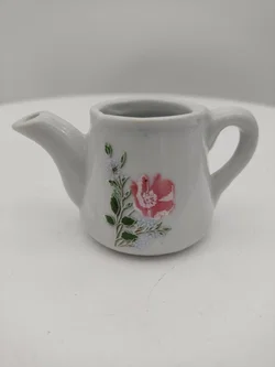 Puppenhaus Zubehör: Miniatur Porzellankanne mit Blumenmotiv | Sammlerstück  – Vorschau 2