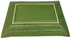 6x Rechteckige Speiseteller aus Keramik in grün - Bild 2