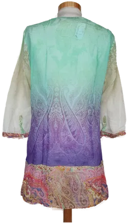 Mattina Damen Tunika türkis/weiß/lila gemustert - M/38 - Bild 2