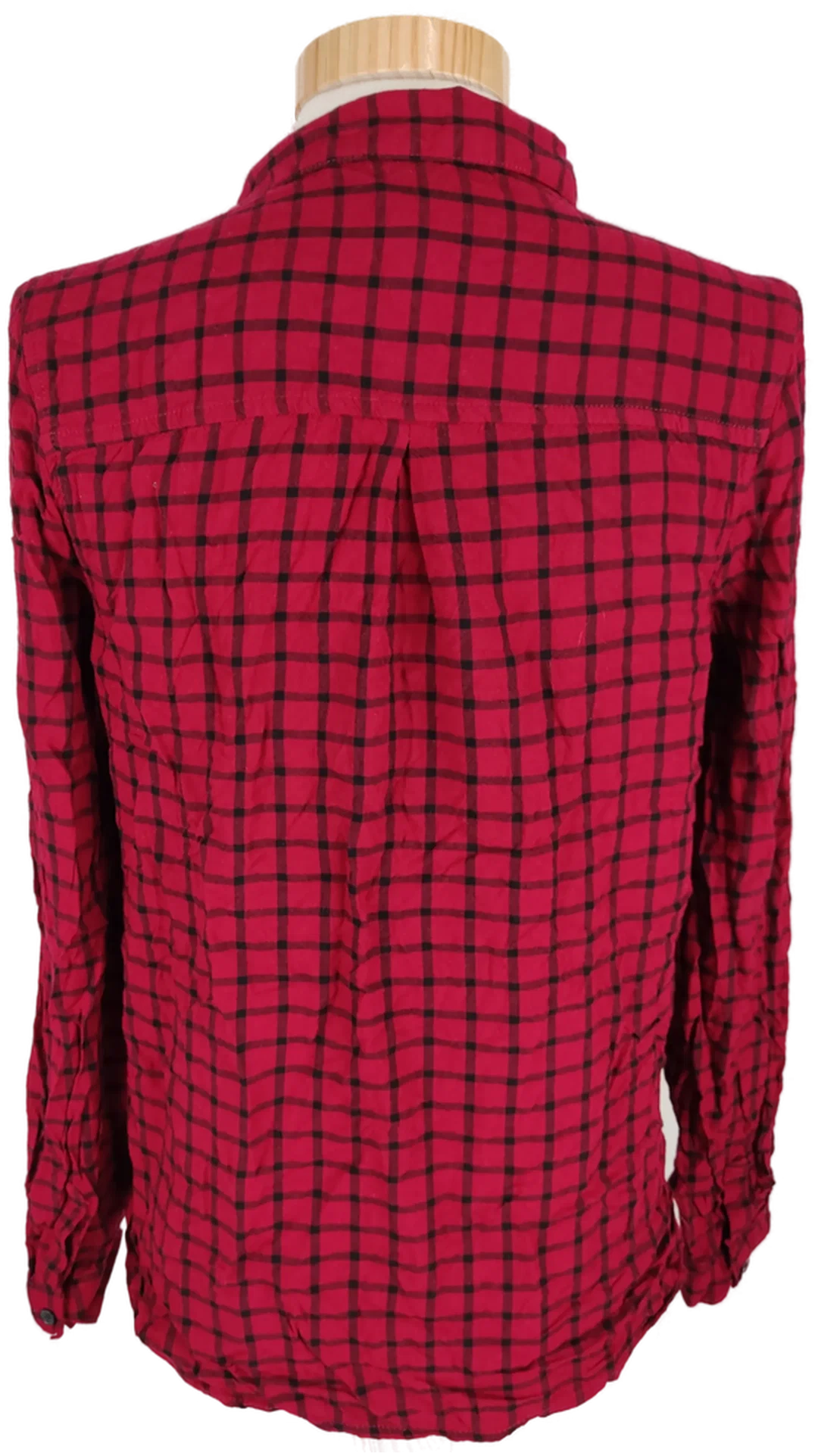 Bluse "here & there" langarm mit Kragen, rot/schwarz kariert mit Stickerei, Größe 158/164 – Bild 4