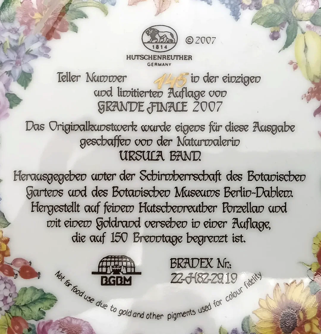 Hutschenreuther Sammelteller - „Grande Finale 2007“ von Ursula Band (Teller 145) – Bild 3