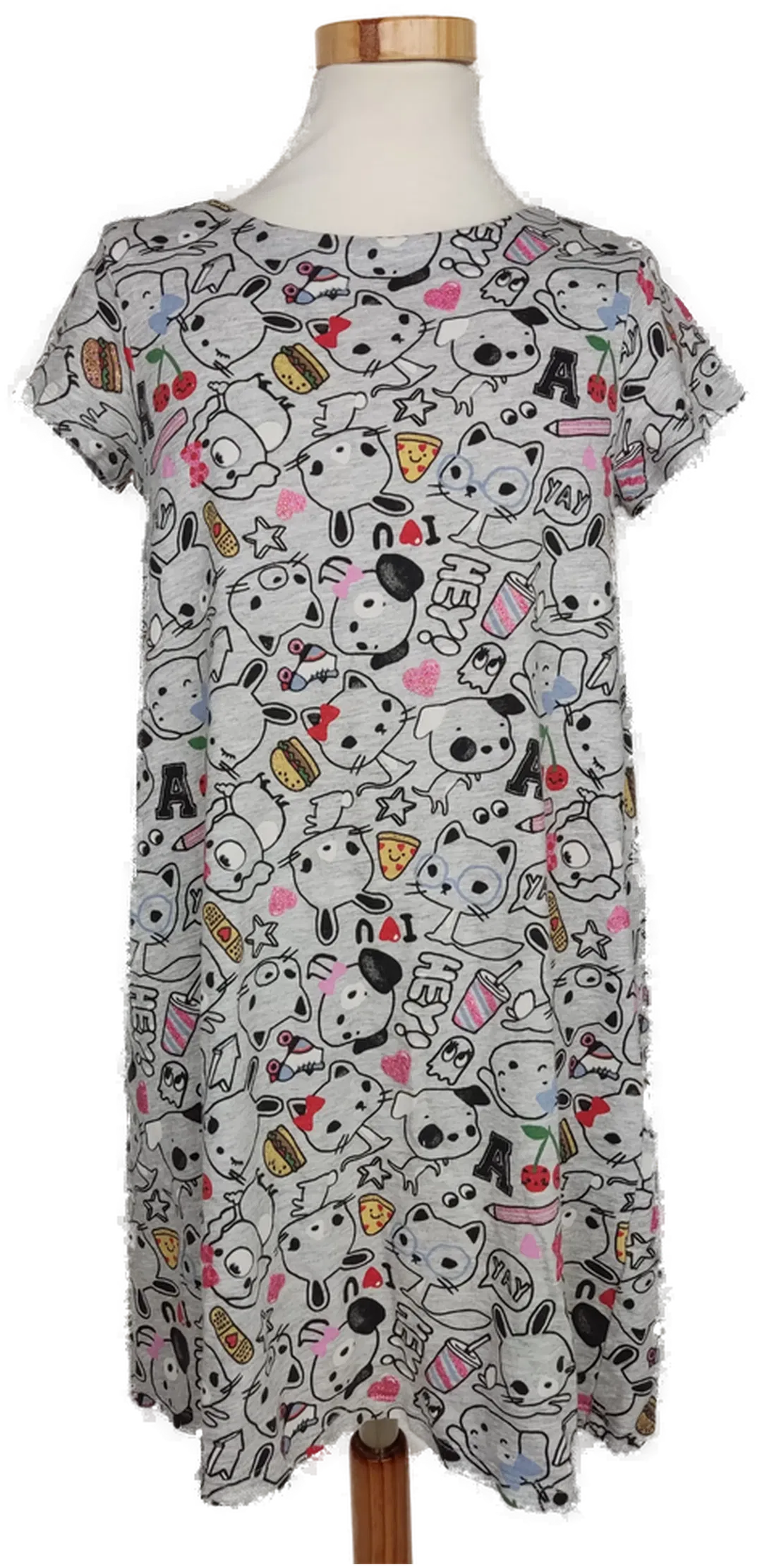 H&M Kinder Kleid grau mit Druck - 134/140 - Bild 1