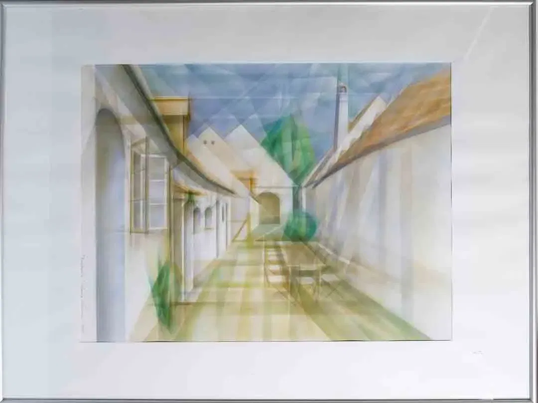 Ludwig Krammer Airbrush „Ausg’steckt is“ 1990er – 55x42cm - Bild 1