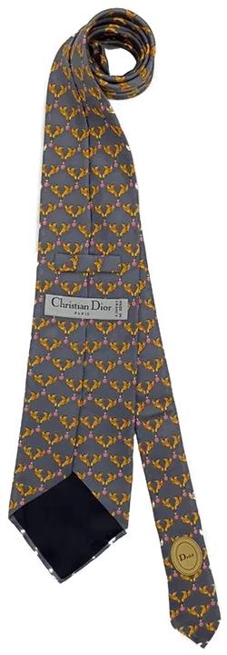 Dior Herren Vintage Krawatte grau mit Vogelmotiv - Bild 2