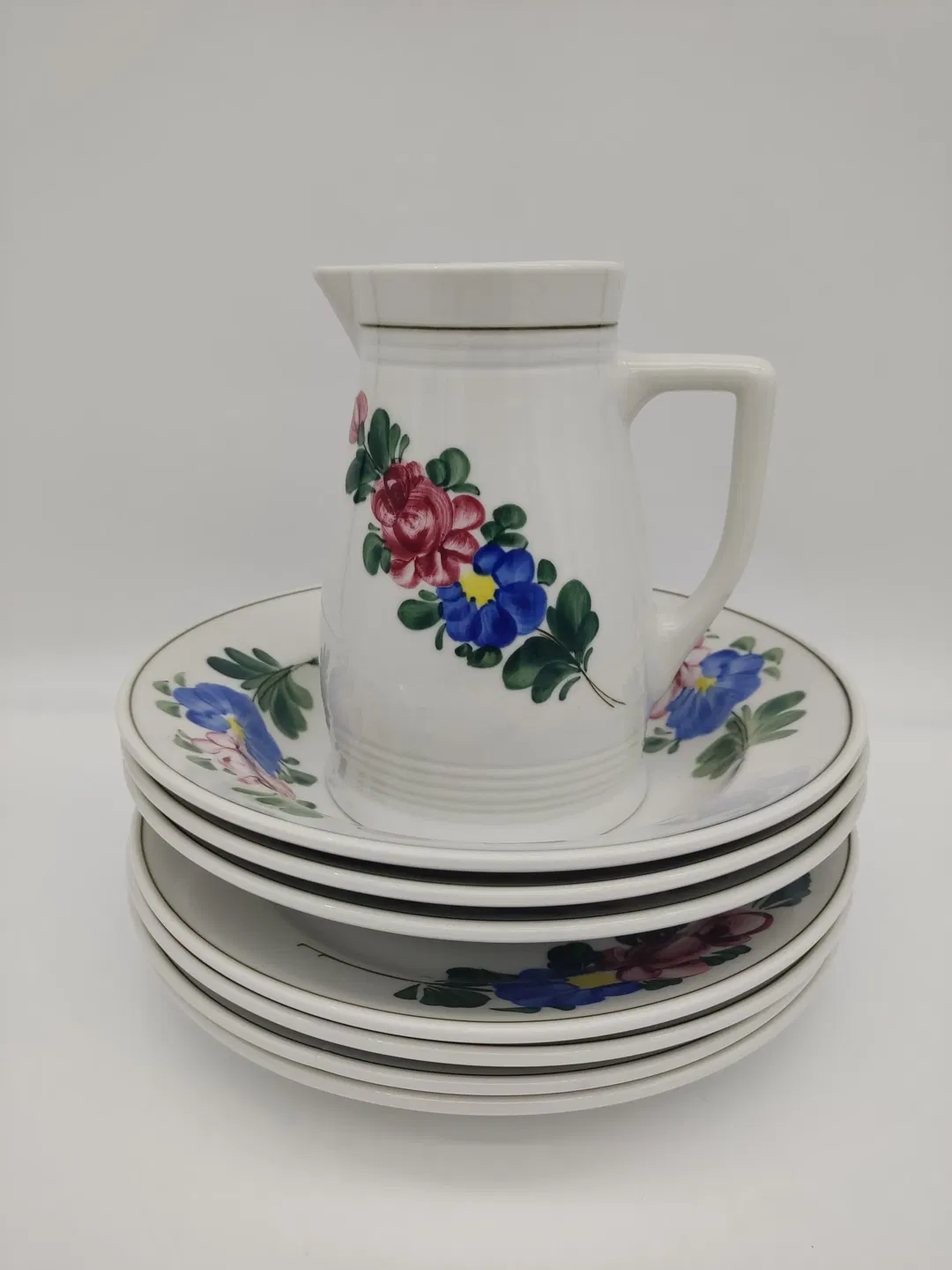 Lilien Porzellan - Kleines Set - Fleisch/Suppenteller & Krug 'Alpenflora', 8 Teile - Bild 1