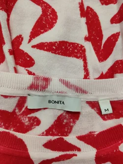 Bonita Damenpullover Baumwolle Rot-Weiß Geblümt | Frühlingslook – Vorschau 4