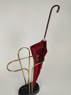 Vintage-Flanierschirm / Sonnenschirm / Damenschirm - weinrot-rosa-grau-braun gemustert - Bild 6