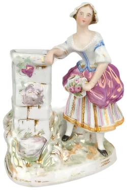 Dekoskulpturen aus Porzellan - Rococo Bauernmädchen und Jäger - Bild 2