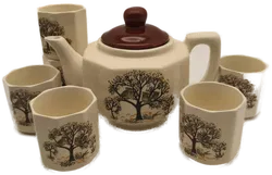 Teekanne mit 6 Bechern, Keramik - Bild 1