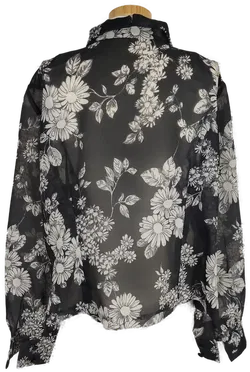 Damen Bluse schwarz-weiß geblümt- L/40 - Bild 2