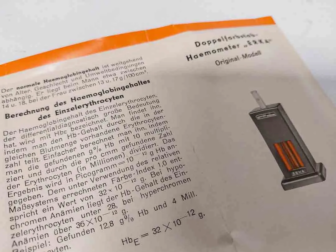 Vintage Antikes ERKA Doppelfarbstab-Hämometer im Originalkoffer mit Anleitung – Bild 4