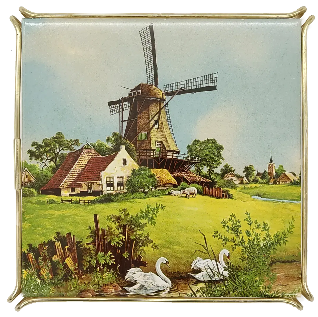 Topfuntersetzer mit Fliese Metallrahmengestell in Messingoptik - Bild 1