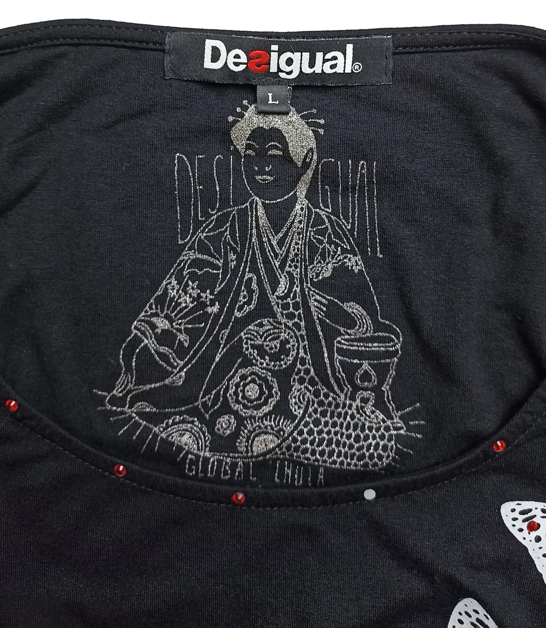 Desigual Damen Midikleid schwarz mit Pailletten gemustert Gr. L – Bild 4