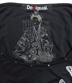 Desigual Damen Midikleid schwarz mit Pailletten gemustert Gr. L – Vorschau 4