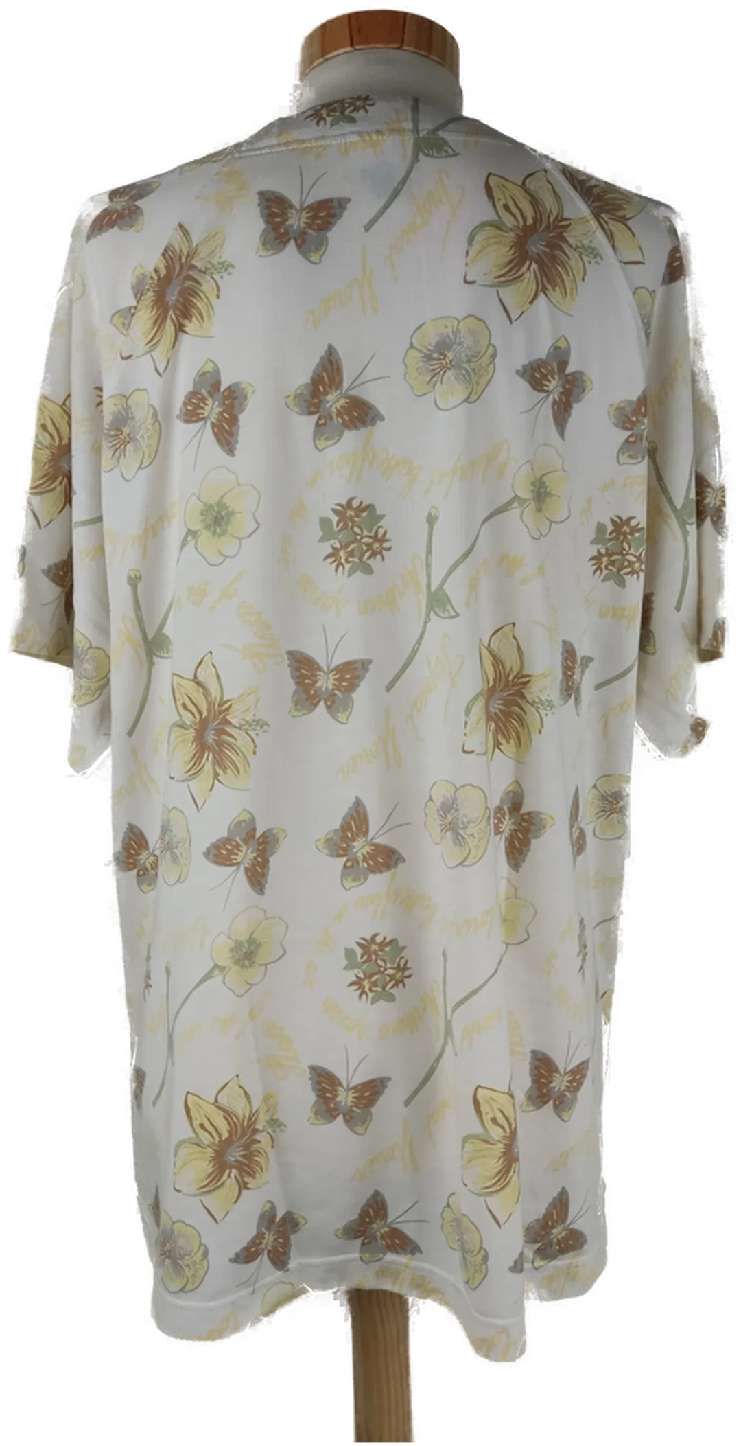 Bluse "C&A" kurzarm mit Rundhalsausschnitt, beige mit Muster, Größe XL – Bild 3