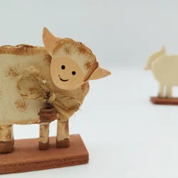 2x Schäfchen-Figuren aus Holz - ca. 7cm hoch - Bild 3