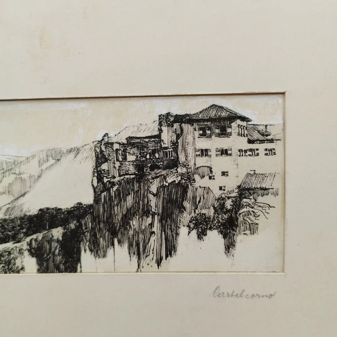 "Castel Corno" Original Radierung - 32,5 x 22 cm – Bild 3