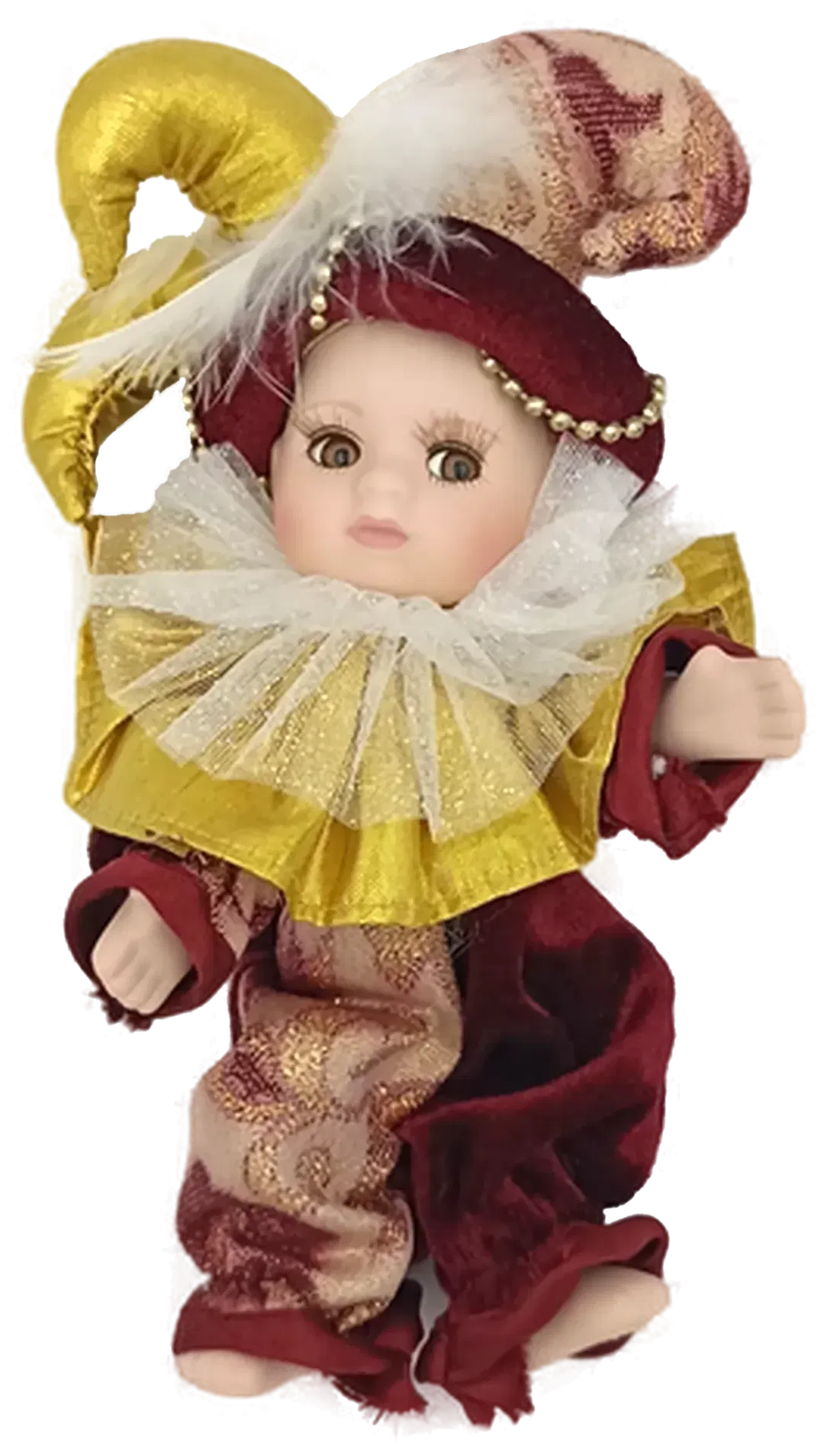 Porzellanpuppe mit Harlekinmütze - Bild 1