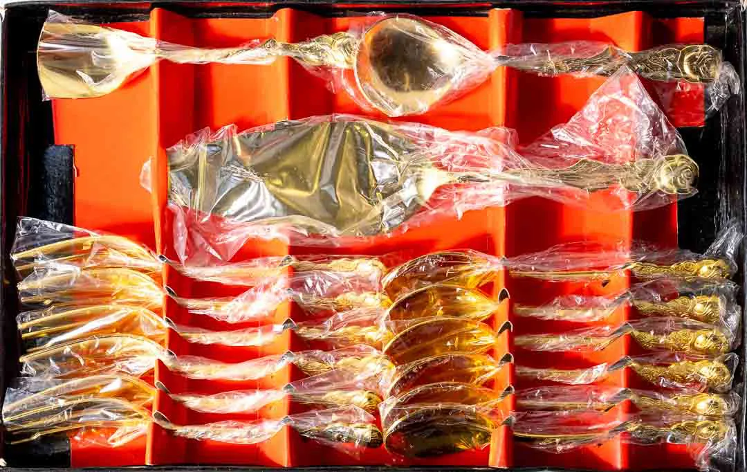 15-teiliges Kaffeebesteck-Set vergoldet – Bild 4