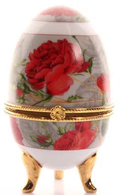 Porzellan Deko-Ei – Schmuckdose mit Rosenmotiv, ca. 10 cm - Bild 2