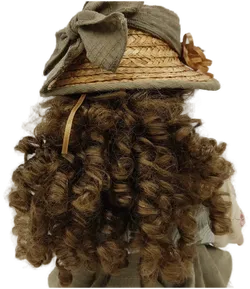 Vintage Porzellanpuppe mit Stoffkörper ca 38cm Sitzende Haltung - Bild 4