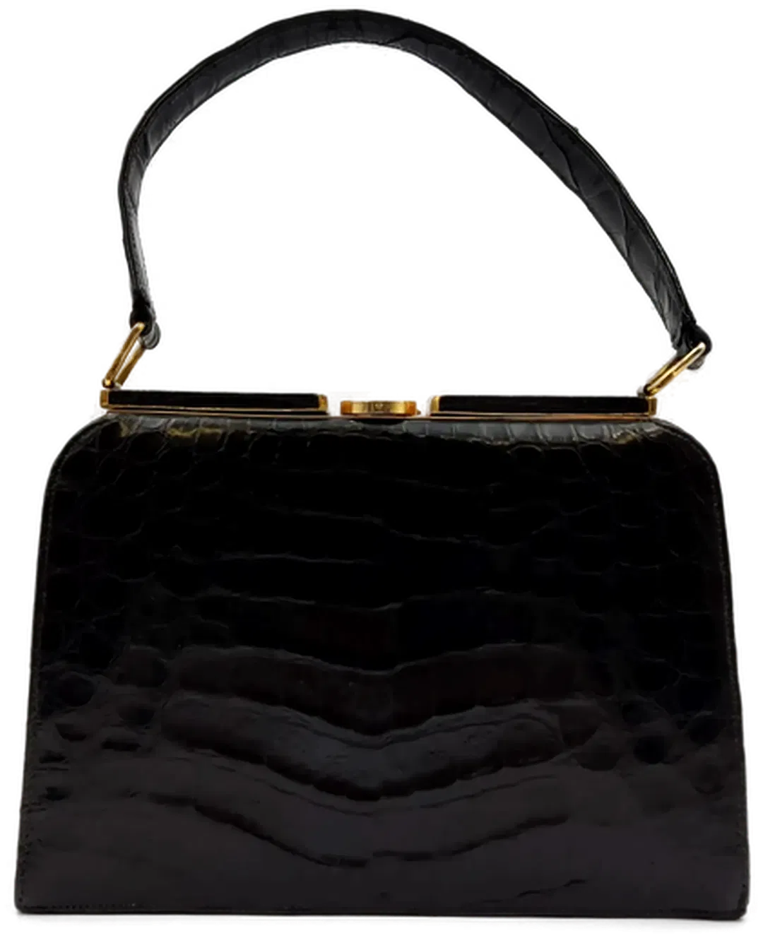 Kaimanleder Damen Vintagetasche schwarz - Bild 4