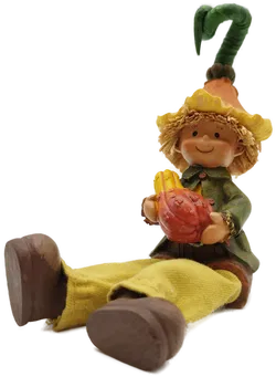 Kleine Ton-Figur mit Butternut Kürbis - ca. 13cm hoch - Bild 1