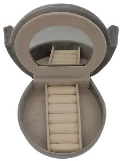 Schmuckkästchen mit Spiegel in Diwan- und Couchsessel-Form aus Samt in grau - Bild 5