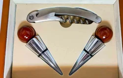 Exklusives Wein-Set 3-tlg. in edler Holzschatulle Wurzelholz-Optik – Vorschau 4