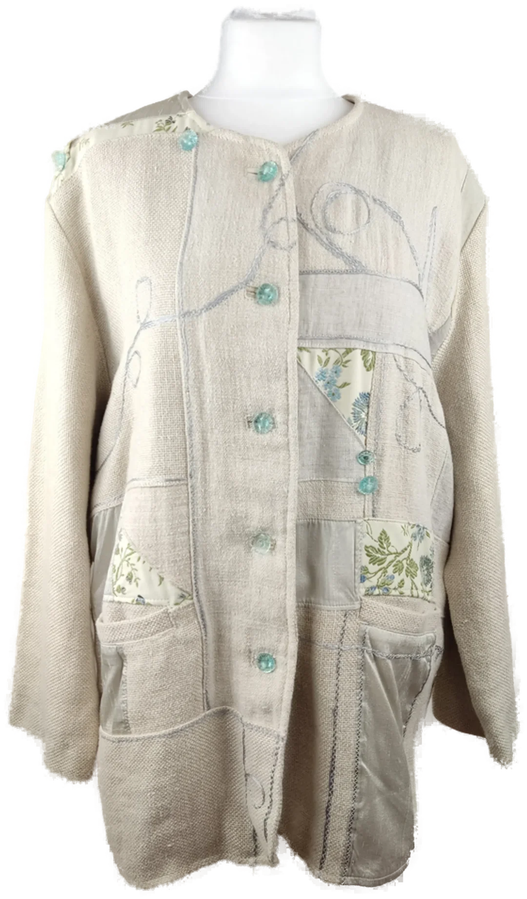 Patchworkjacke XL/42 Bestickt | Handgefertigter Charme Chemisch gereinigt – Bild 1