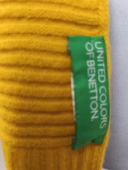 Benetton, Set Haube und Schal, ockergelb, Wolle - Bild 3