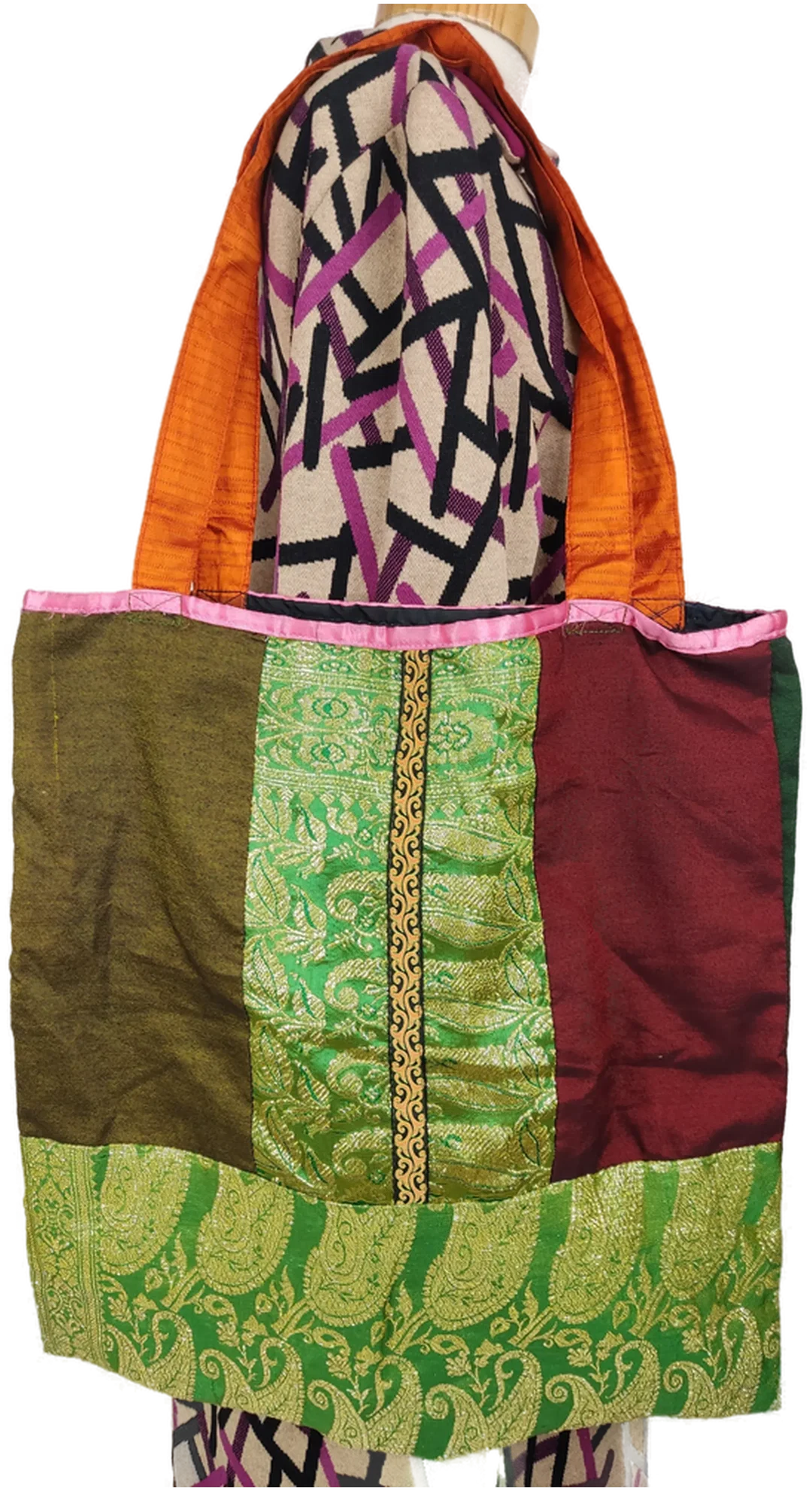 Patchwork Tote Bag Seide, Brokat | Thai-Boho-Schatz - Bild 1