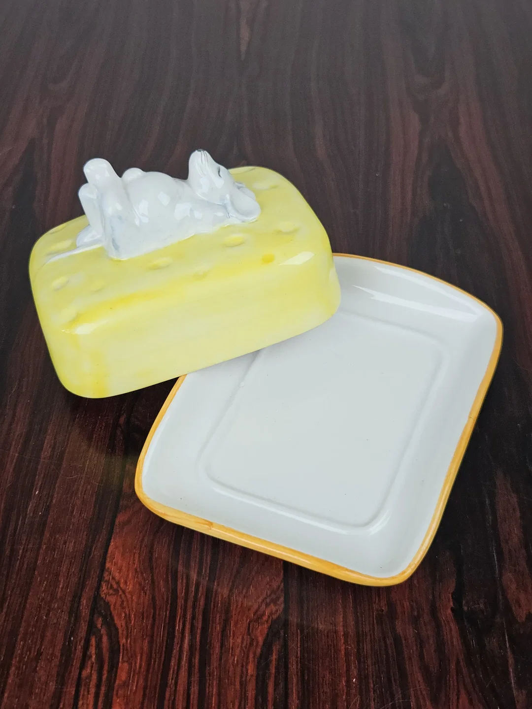 Keramik-Butterdose mit Maus auf Käse – Bild 3
