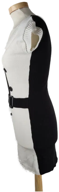 Longpullover 'One Love', ärmellos mit Rundhalsausschnitt, schwarz/weiß mit Knöpfen und Gürtel, Größe XS - Bild 2