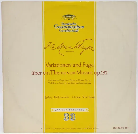 Vinyl LP - Max Reger - Variationen und Fuge über ein Thema von Mozart op. 132 - Bild 1