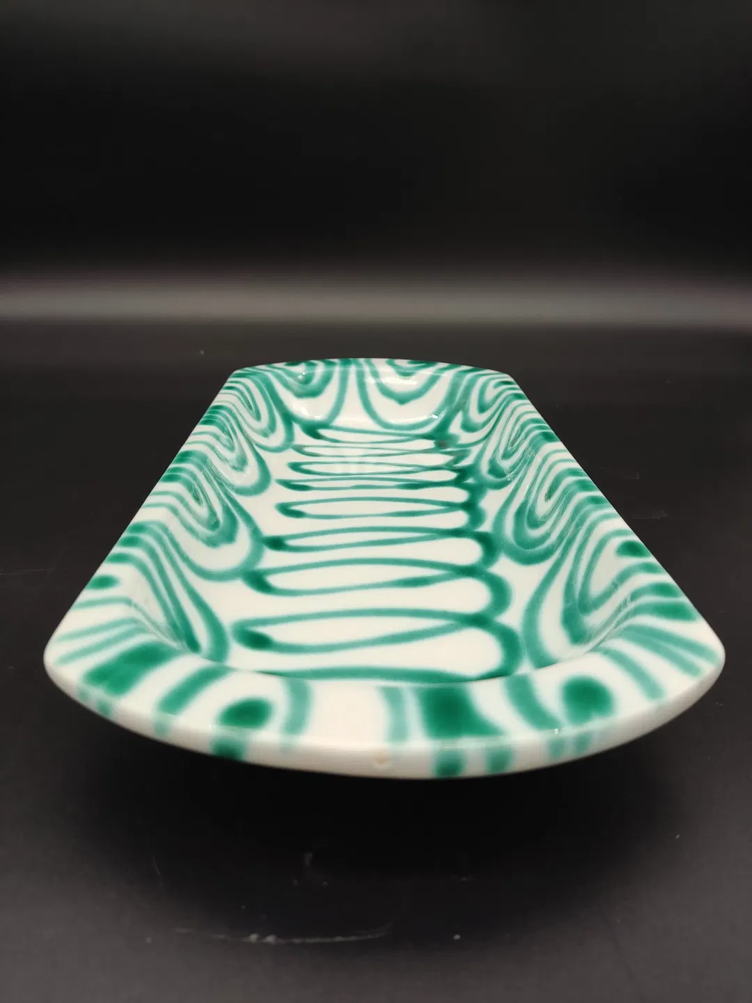 Gmundner Keramik Servierplatte grün geflammt  - Bild 1